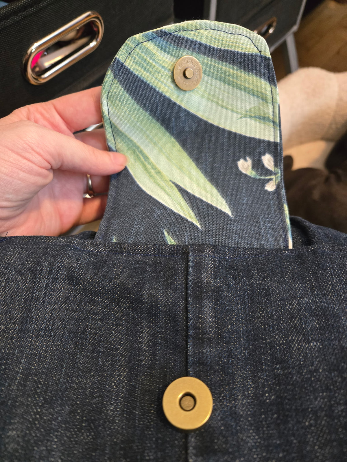 Jean Purse with Flower Pattern