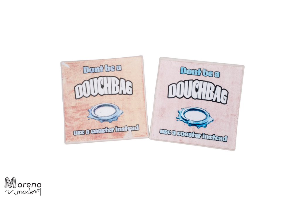 "Don't be a Douche" Coaster DUO Set (Funny)