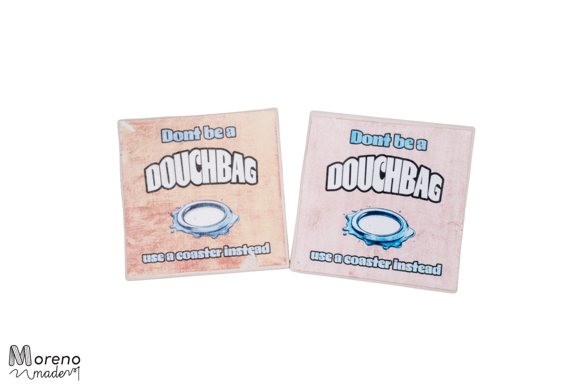 "Don't be a Douche" Coaster DUO Set (Funny)