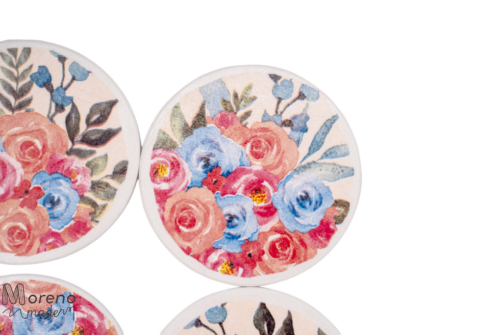 Rose Flower Bouquet Coasters Set of 4